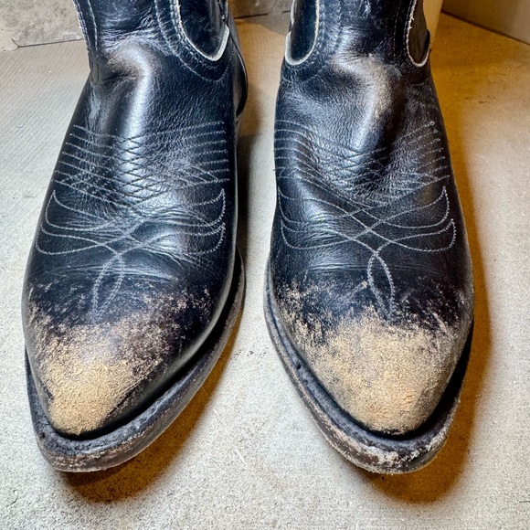 💕 FRYE Billy Short Distressed Women’s Black Leather Biker Boots Size 7.5 B - Picture 11 of 11